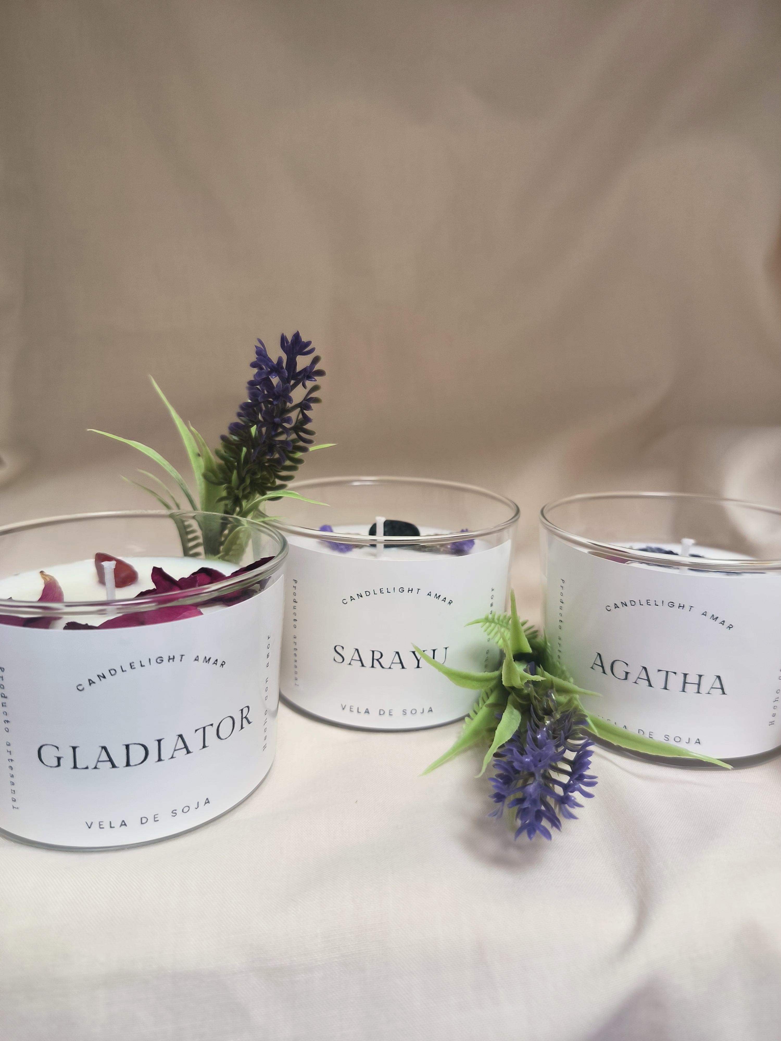 Velas aromáticas con piedras