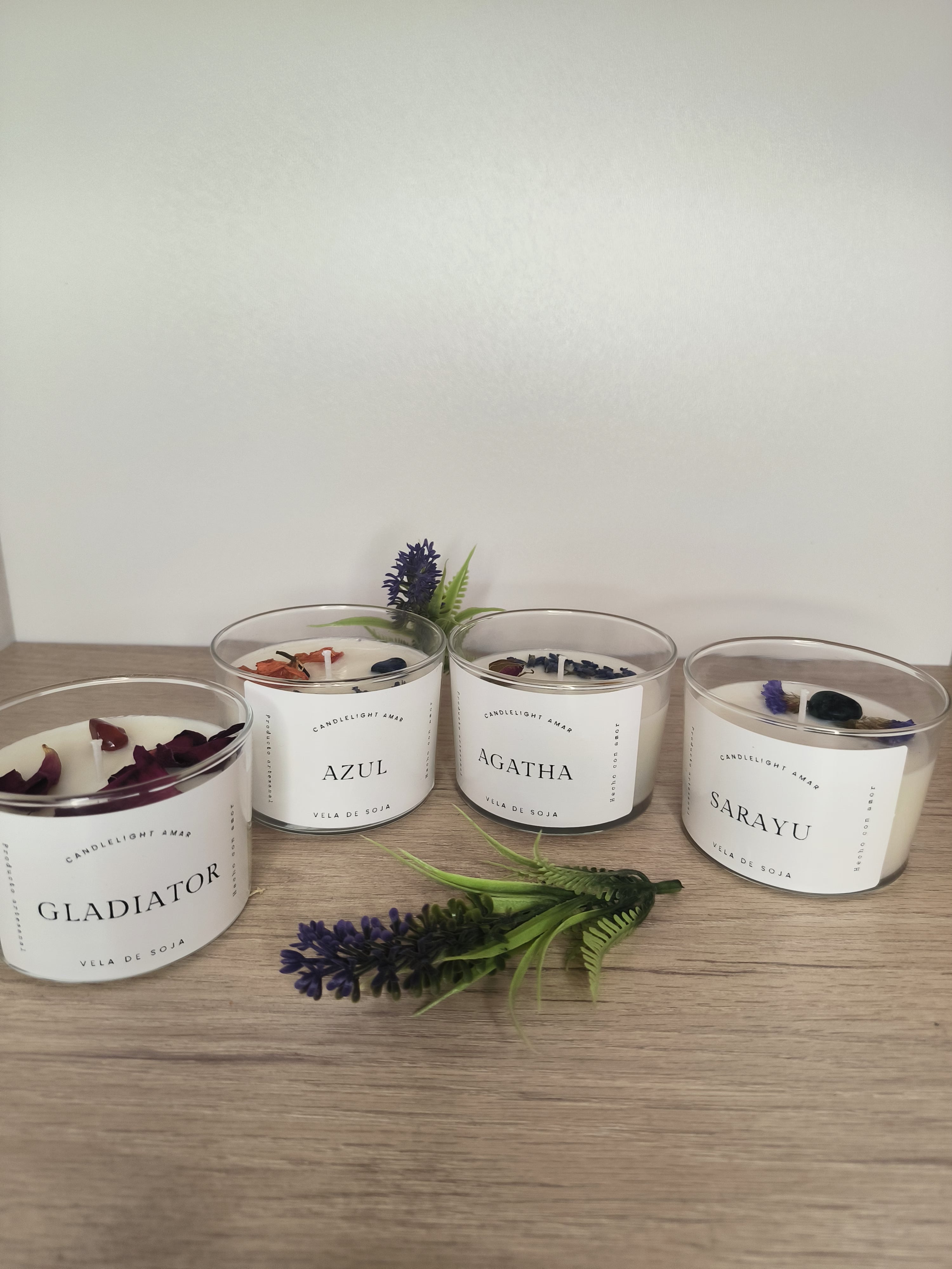 Pack cuatro velas con piedras