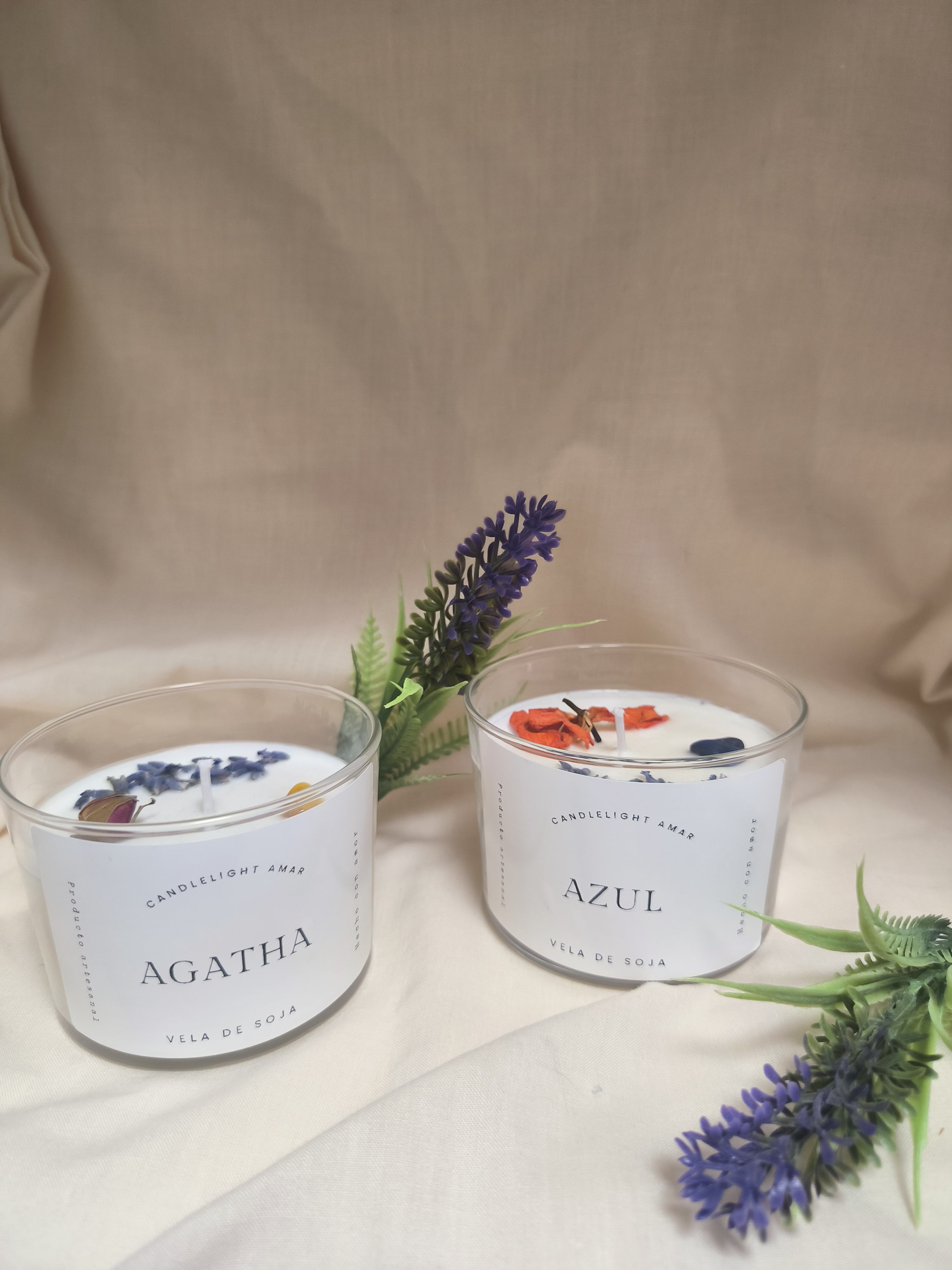 Pack dos velas con piedras