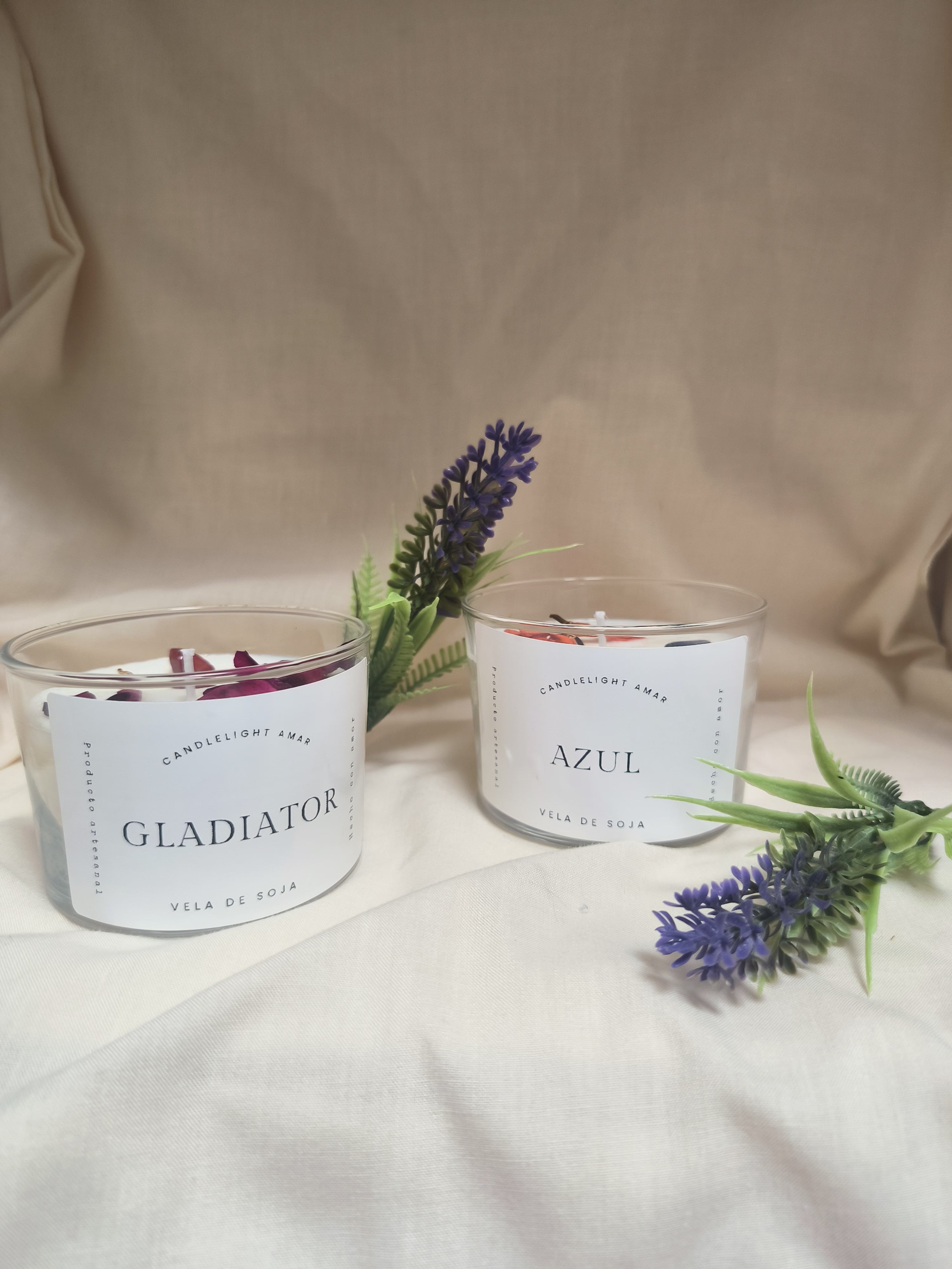 Pack dos velas con piedras