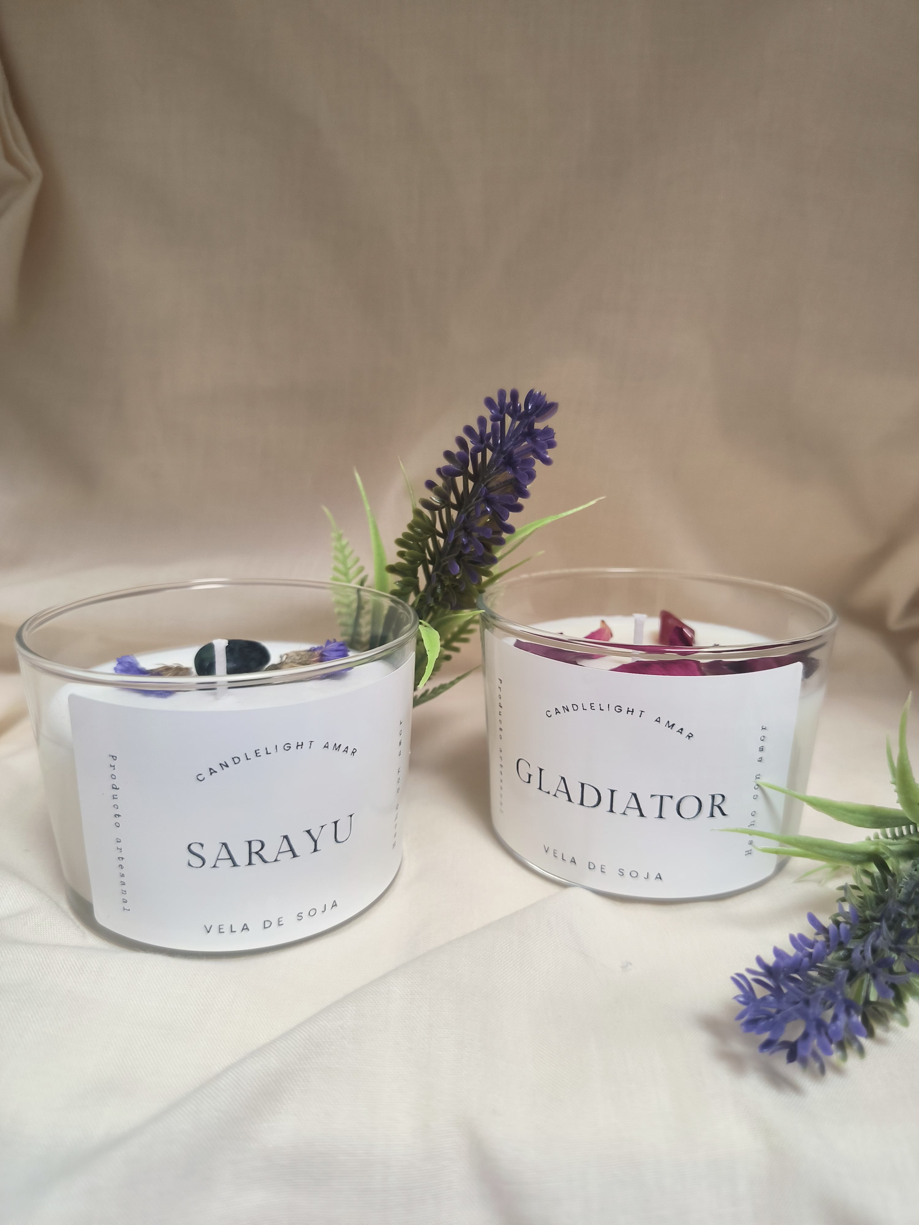 Pack dos velas con piedras