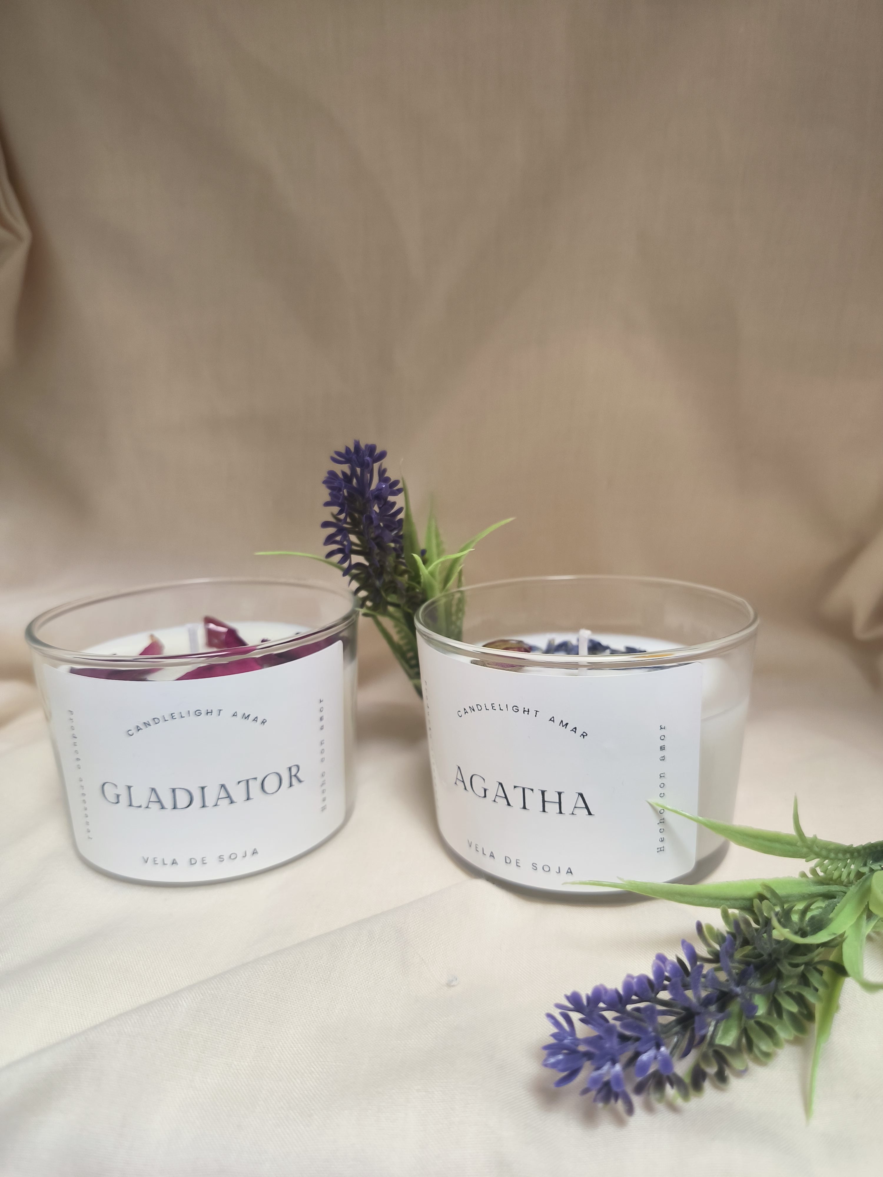 Pack dos velas con piedras