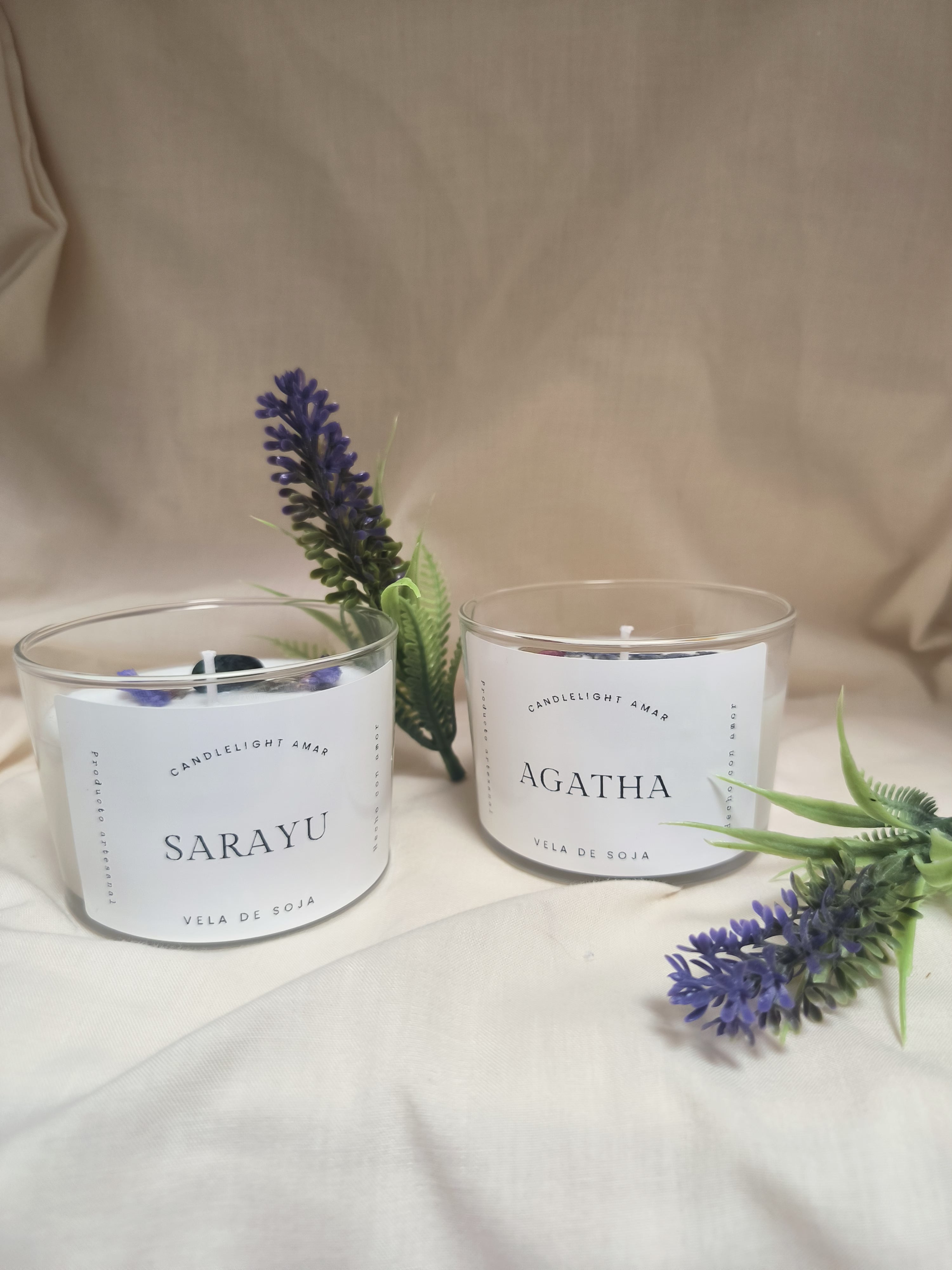 Pack dos velas con piedras